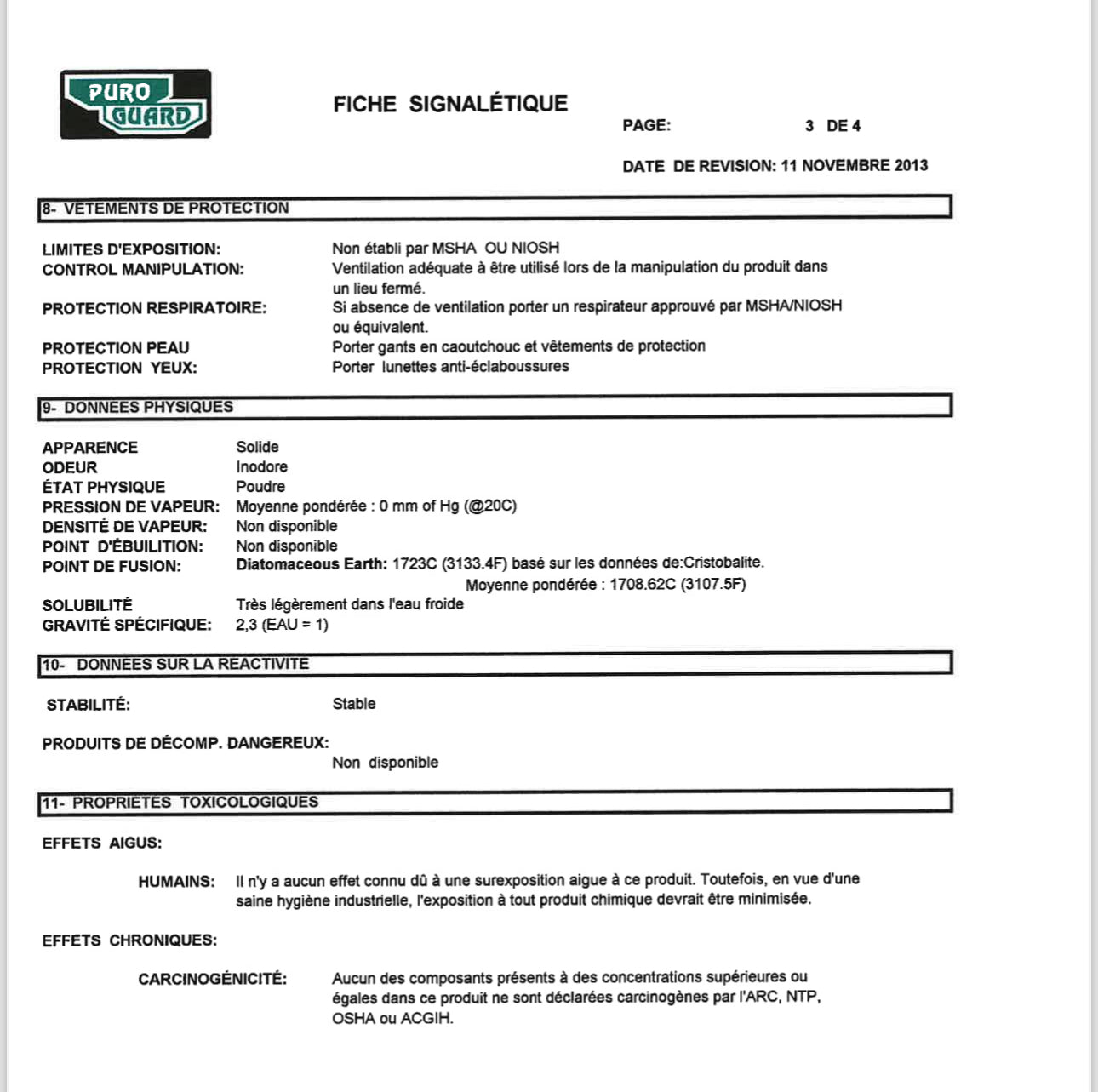 Insecticide, ready to use, indoor and outdoor, 200g, Fiche signalétique