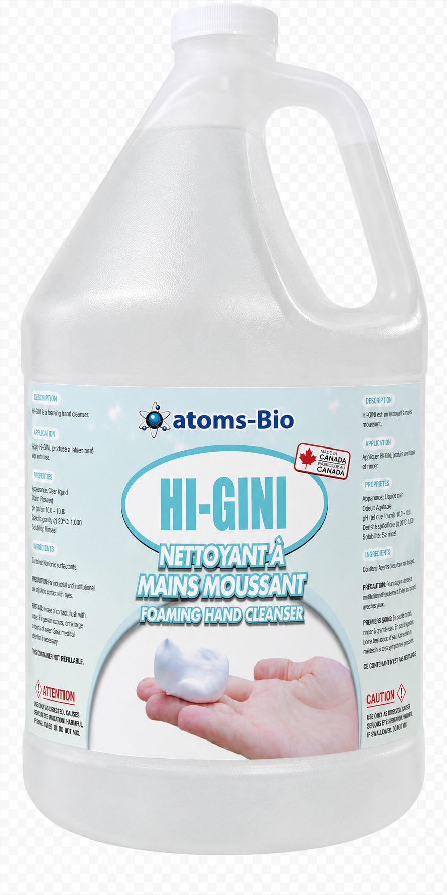 HI-GINI - Savon moussant antibactérien pour les mains, sans alcool, pour peaux sensibles