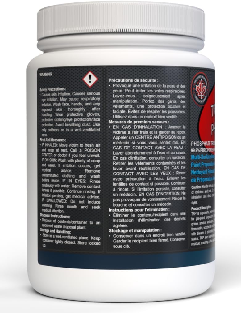 Trisodium Phosphate (TSP) | Concentrated Powder | 99.9% Pure | Multi-Surface Heavy Duty Cleaner, Degreaser, and Pre-Paint Preparation Agent | 1Kg