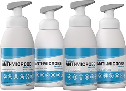 Anti-Microbe M | Sans alcool | Désinfectant moussant pour les mains | Avec pompe à mousse unique | Hypoallergénique | Sans parfum | Plus sûr pour les enfants