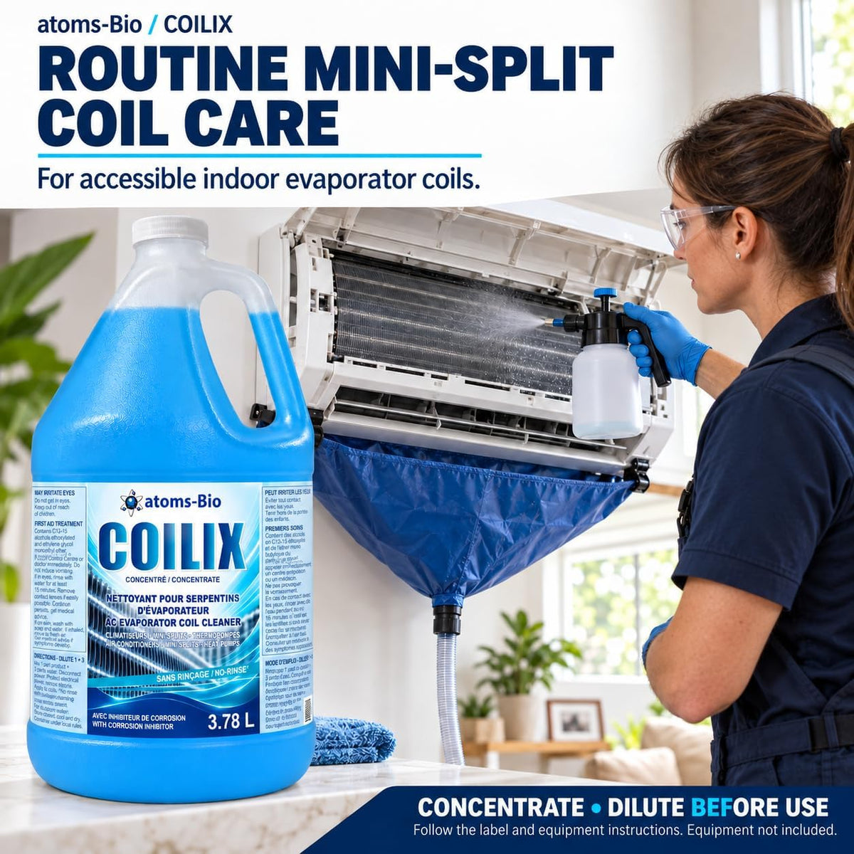 COILIX AC Evaporator Coil Cleaner Concentrate – 3.78 L (1 Gallon)