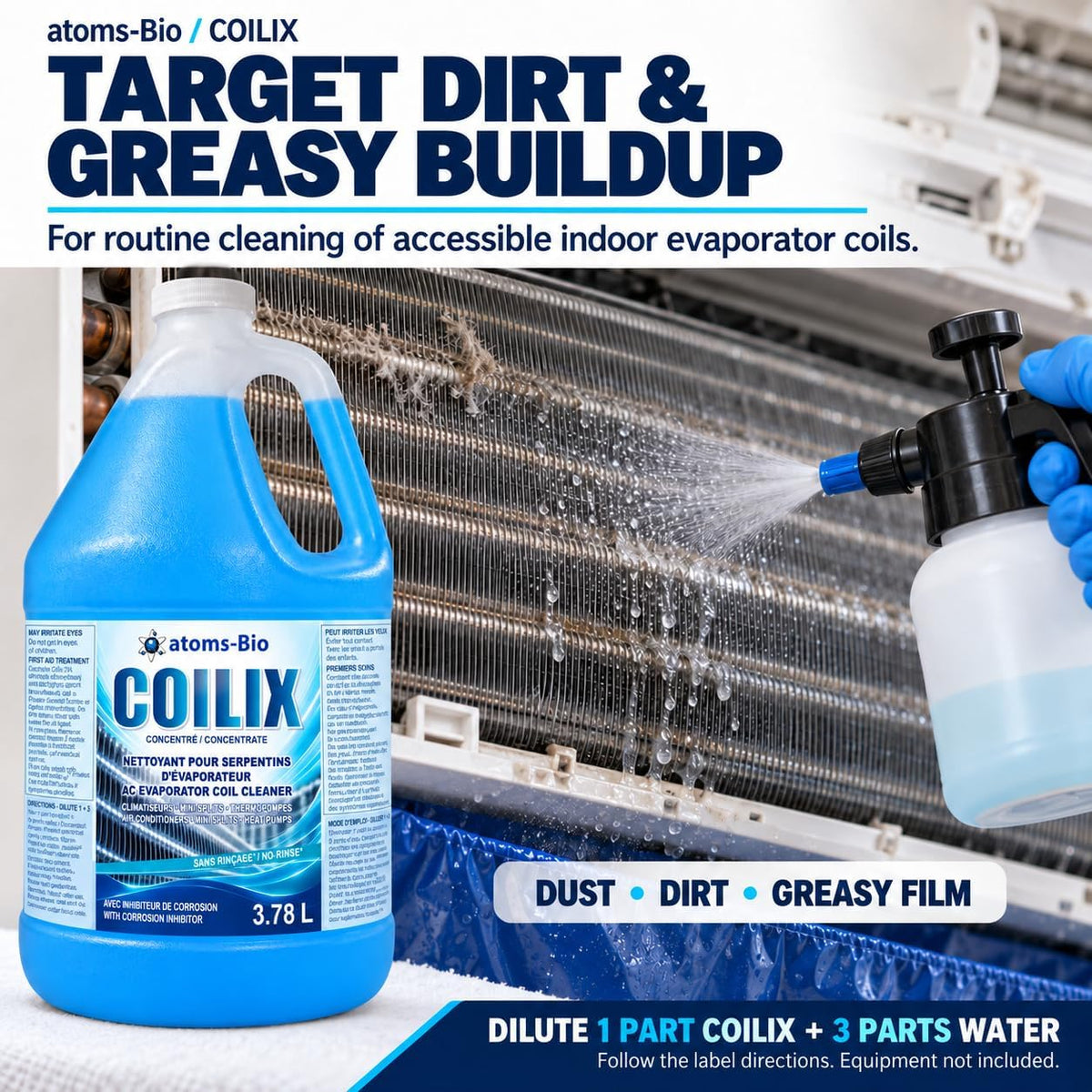 COILIX AC Evaporator Coil Cleaner Concentrate – 3.78 L (1 Gallon)