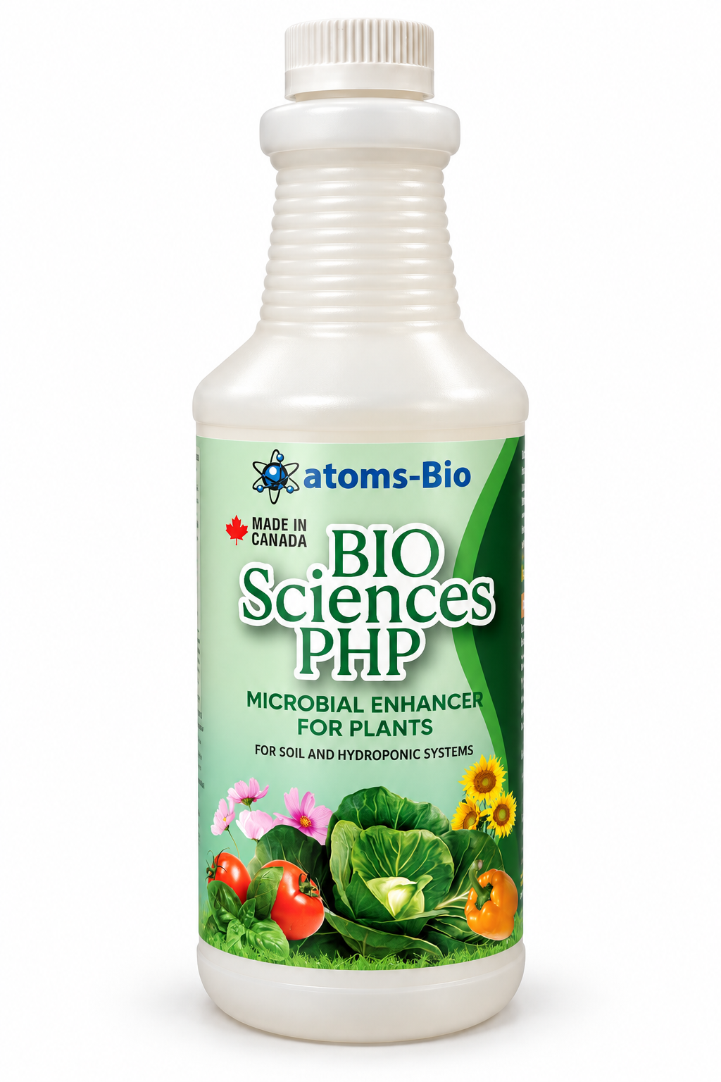 Bio Sciences PHP 1 L bottle with white screw cap, green plant label and pale beige liquid — without sprayer