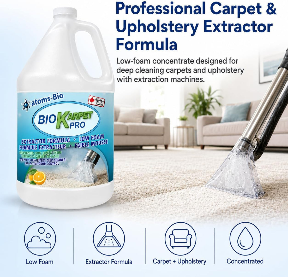 BIO KARPET PRO professional low-foam carpet and upholstery extractor formula