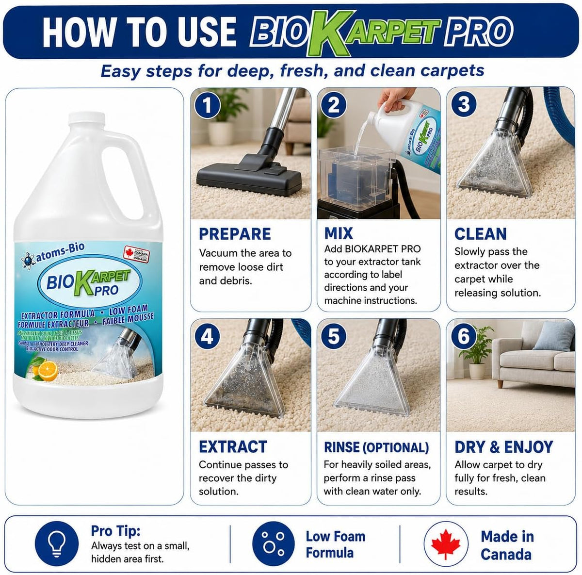BIO KARPET PRO carpet extractor cleaning directions